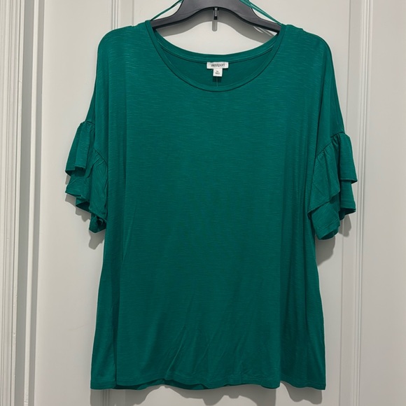 Westport Tops - Women’s Westport teal green ruffle sleeve top - XL - NWT